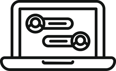 Poster - laptop chat icon outline vector. speech share. internet content