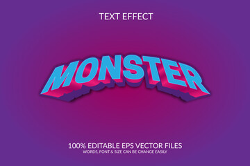 Wall Mural - Monster 3d fully editable illustration, vector eps text effect design