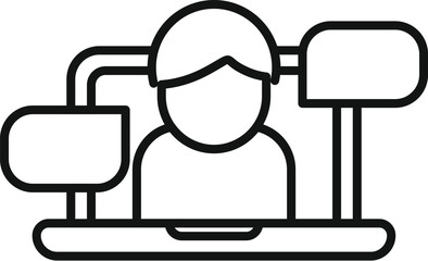 Poster - Laptop chat icon outline vector. Online element. Business design