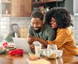 © Lumos sp - kitchen couple woman man food together cooking preparation ingredient laptop recipe internet computer happy love preparing eating home dinner vegetable relationship boyfriend girlfriend