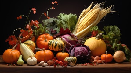 Aufkleber - Still life with autumn vegetables
