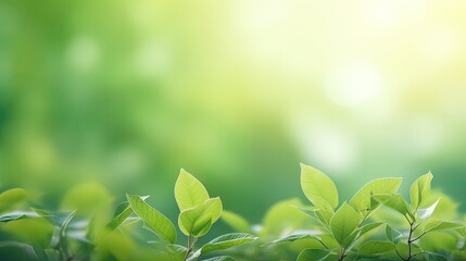Aufkleber - Concept nature view of green leaf on blurred greenery background in garden and sunlight with copy space using as background natural green plants landscape, ecology, fresh wallpaper.