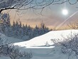 canvas print picture - Winterlandschaft mit Schnee, Bäumen, querformat