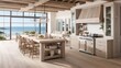 A beach house kitchen with driftwood finishes and coastal decor
