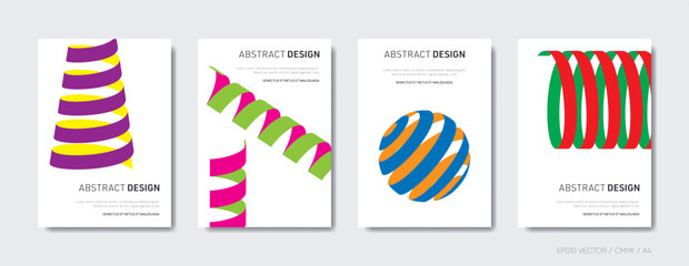 Spiral geometric design vector cover template set