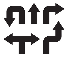 Poster - Arrow set icon symbol black on white silhouette