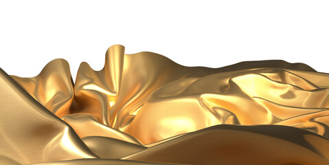 Wall Mural - Intricate Luster: Abstract 3D Gold Cloth Illustration with Delicate Details