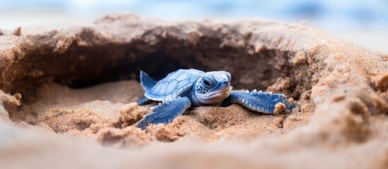 Wall Mural - Hatching baby turtles in Hikkaduwa Sri Lanka With copyspace for text