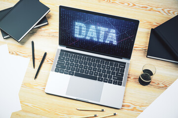 Poster - Creative Data word sign on modern laptop screen. 3D Rendering