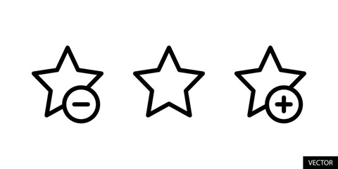 Poster - star shape, add to favorites, remove from favorites, bookmark page button vector icons in line style