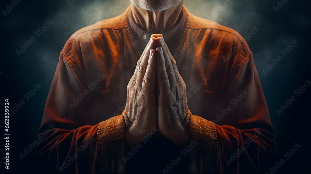 Praying hands with faith in religion and belief in God. Power of hope ...
