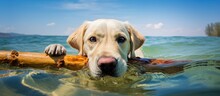 Extraordinary Champagne Colored Labrador Who Loves Waterfun Swimming And Playing With Sticks Understands The Unconditional Love Between Dogs And Their Human Companions With Copyspace For Tex