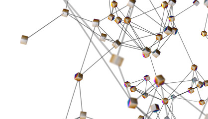 Wall Mural - Futuristic geometric double data flow background with connecting dots and lines. Abstract digital