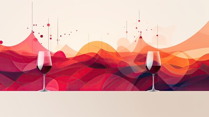 Wall Mural - Abstract wine banner in geometric style 
