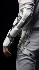 Poster - Revolutionary AI in healthcare: Close-up of a person utilizing mobility-enhancing robotic suit