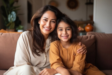 indian mother with her lovely daughter.
