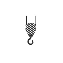 Black Industrial Hook Icon Isolated On White Background. Crane Hook Icon. Vector Illustration
