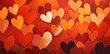 Vibrant Hearts on Orange-Red Background
