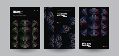 Poster - minimal dark covers set. future geometric design. abstract 3d meshes. eps10 vector.