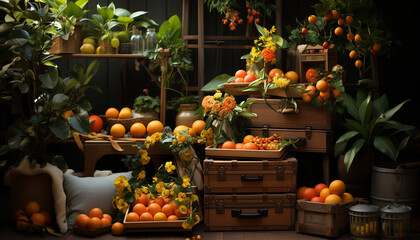 Wall Mural - Freshness and abundance of nature healthy eating collection in autumn generated by AI