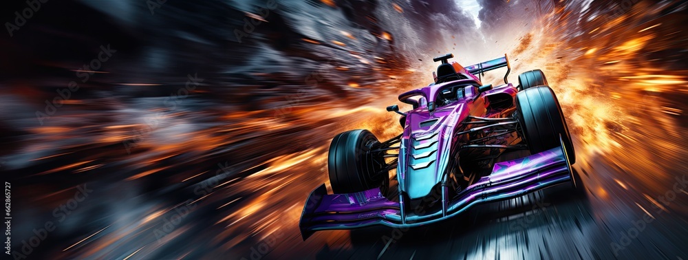 Insane Racing Background Race car in motion with blurred background with lights. Fast and ...