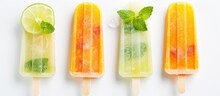 Lime Mint And Orange Ice Lolly Made At Home With Copyspace For Text