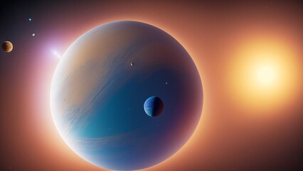 Wall Mural - A Planet With Two Moonss And A Star