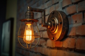 Aufkleber - A bright light illuminating a brick wall. 