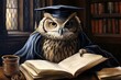 Illustration of an educated owl scholar. Generative AI