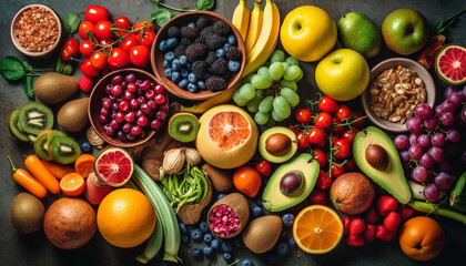 Wall Mural - A bowl of fresh, multi colored fruit a healthy dessert collection generated by AI