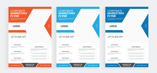 New style corporate marketing a4 size flyer design, creative business flyer set vector design, best editable flyer cover page layout, simple handout, a4 paper sheet template