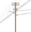 Isolated electric pole.Electricity pole with wire.Lines on a power pole