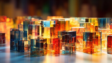 Poster - Abstract background with structure of cubes. Colorful cubes texture for technology backdrop.