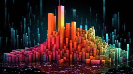 Aufkleber - Business data graph concept with market data clusters and particles. Digital sorting and management concept for business and finance.