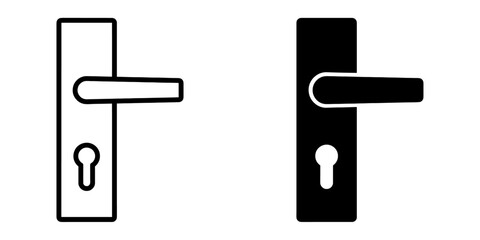 Poster - ofvs482 OutlineFilledVectorSign ofvs - door handle vector icon . security lock sign . access control . isolated transparent . black outline and filled version . AI 10 / EPS 10 / PNG . g11825
