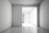 Fototapeta Do przedpokoju - Building Construction, Abstract Architecture Background, Corridor in the Modern Building, Empty Space (Empty Wall in Bright Room),. Generative AI