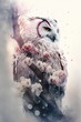 Snow owl with cherry blossoms.