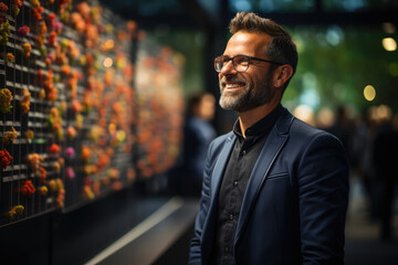Poster - A manager providing constructive feedback and setting performance goals, embodying the coaching leadership style that focuses on individual development. Concept of feedback. Generative Ai.