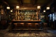 Spacious Bar interior vintage loft. Interior ireland. Generate Ai