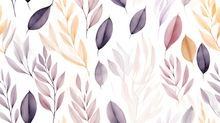 Autumn leaves watercolor seamless pattern