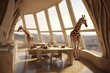 Unusual giraffe residence with spacious windows. Generative AI