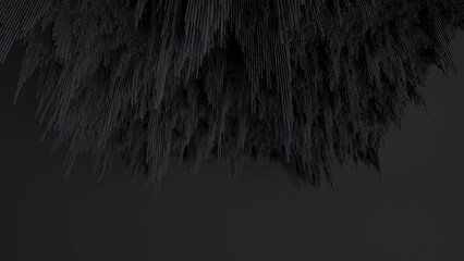 Poster - black big complex shape with moving parts. 3d animation.