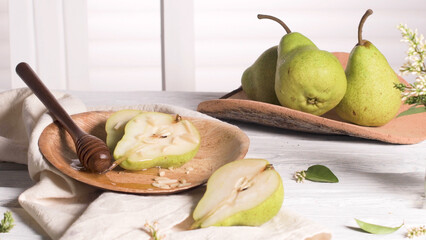 Canvas Print - Tasty pears with honey and nuts