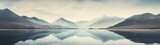Fototapeta Natura - An image of a tranquil, still lake reflecting the surrounding mountains and sky, offering a serene and picturesque texture background for your projects