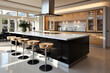 Modern luxury design kitchen room interior, dining island table with chairs