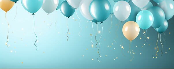 Wall Mural - birthday balloons banner with copy space  
