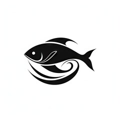 Wall Mural - Fish Icon, Sea Animal Symbol, Minimal Fish Silhouette