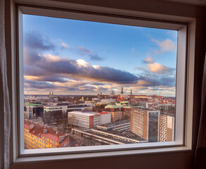 Wall Mural - Scenic aerial view of Tallinn in the early morning.