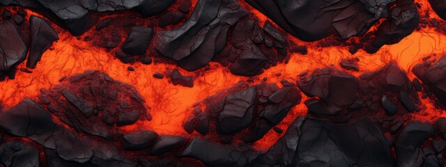 Wall Mural - Lava texture fire background rock volcano magma molten hell hot flow flame pattern seamless. Earth lava crack volcanic texture ground fire burn explosion stone liquid black red inferno planet relief.