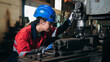 © NewSaetiew - Industrial worker inspecting and check up machine at factory machines. Technician working and checking Material or Machine at industry manufactory.